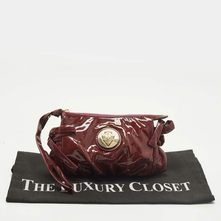 Pre Owned Gucci Hysteria Purple Patent Leather Clutch