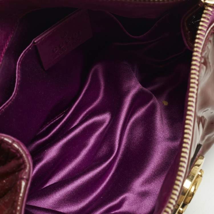 Pre Owned Gucci Hysteria Purple Patent Leather Clutch