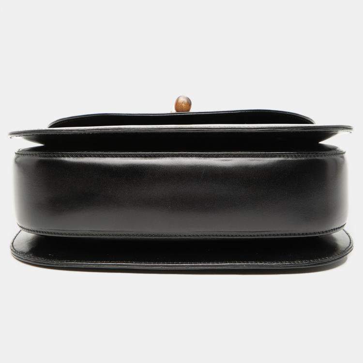 Pre Owned Gucci Black Calfskin Bamboo Night
