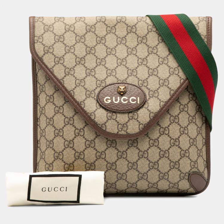 Pre Owned Gucci Brown Medium GG Supreme Neo Vintage Flap Crossbody