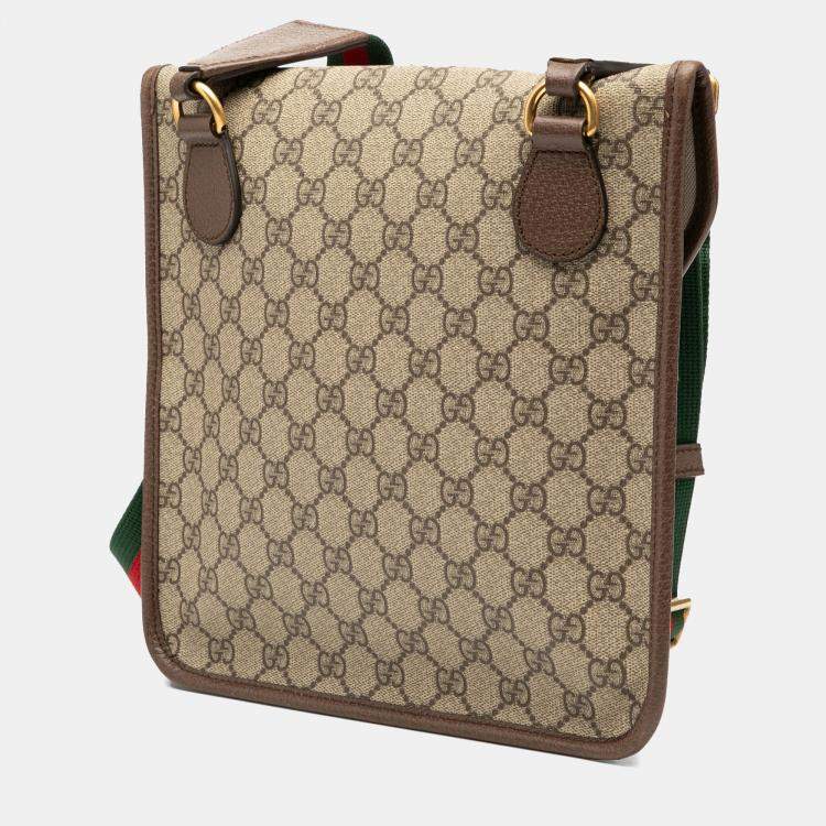 Pre Owned Gucci Brown Medium GG Supreme Neo Vintage Flap Crossbody