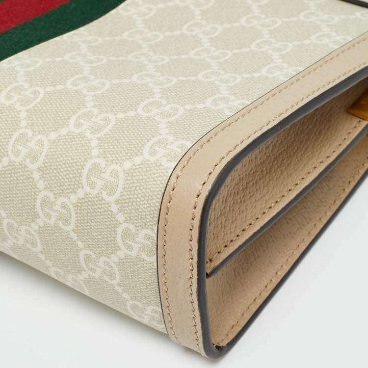 Pre Owned Gucci GG Ophidia Small Beige Supreme Canvas Shoulder Bag