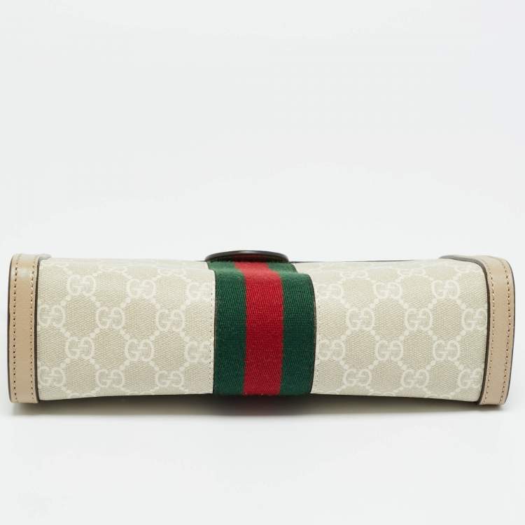 Pre Owned Gucci GG Ophidia Small Beige Supreme Canvas Shoulder Bag