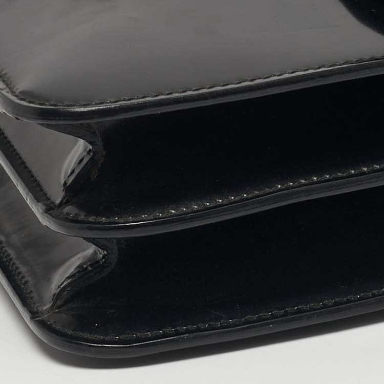 Pre Owned Gucci Interlocking G Medium Black Patent Leather Shoulder Bag