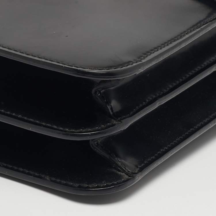 Pre Owned Gucci Interlocking G Medium Black Patent Leather Shoulder Bag