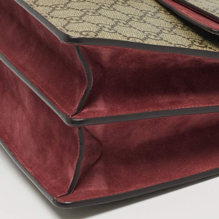 Pre Owned Gucci Dionysus Medium Beige/Burgundy Blooms GG Supreme Canvas Shoulder Bag