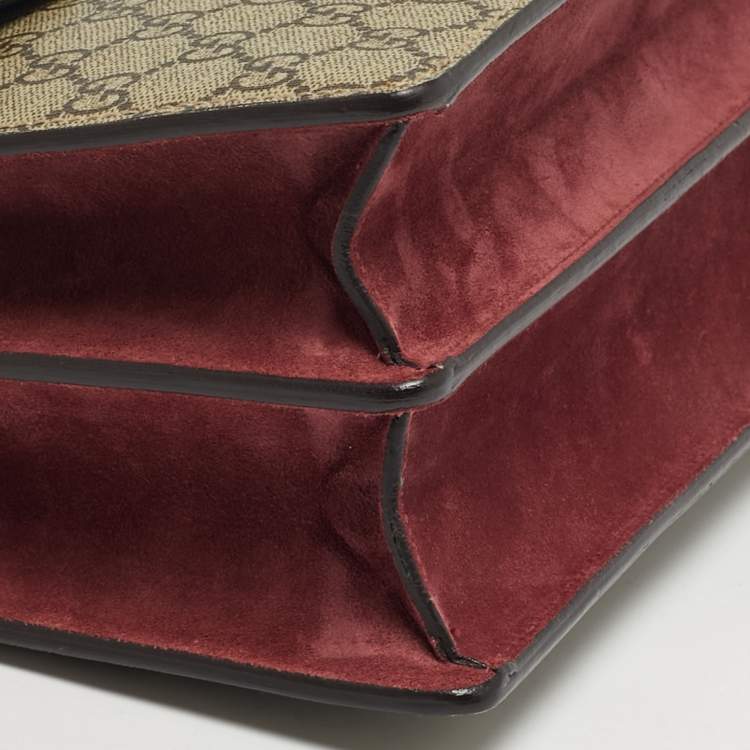 Pre Owned Gucci Dionysus Medium Beige/Burgundy Blooms GG Supreme Canvas Shoulder Bag