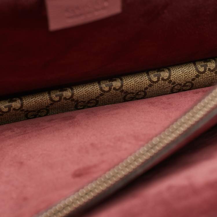 Pre Owned Gucci Dionysus Medium Beige/Burgundy Blooms GG Supreme Canvas Shoulder Bag