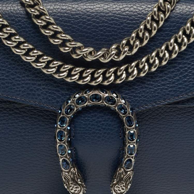 Pre Owned Gucci Dionysus Small Navy Blue Leather Shoulder Bag