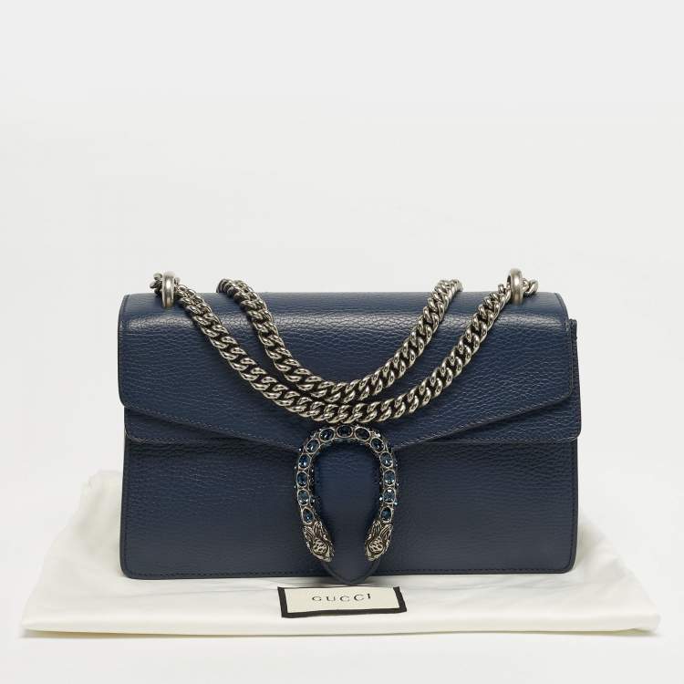 Pre Owned Gucci Dionysus Small Navy Blue Leather Shoulder Bag