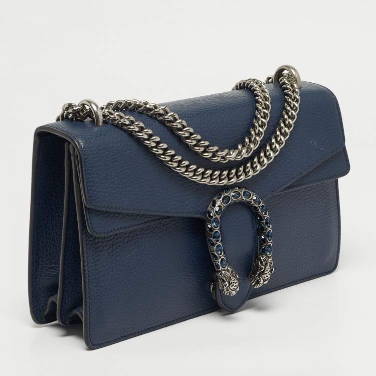 Pre Owned Gucci Dionysus Small Navy Blue Leather Shoulder Bag