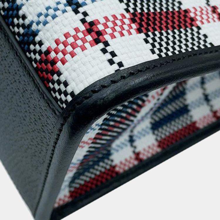 Pre Owned Gucci Brown Freya Hartas Canvas ICCUG Logo Embroidered Plaid Tote