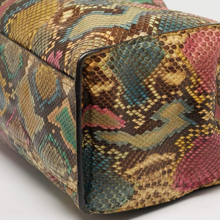 Pre Owned Gucci Soft Jackie Large Multicolor Python Tote