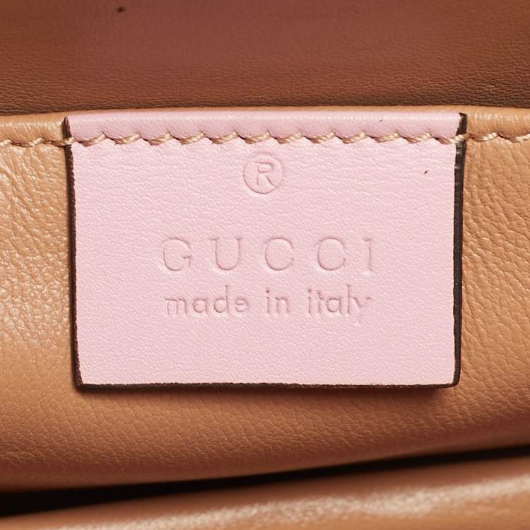 Pre Owned Gucci Broadway Pearly Bee Mini Pink Leather Shoulder Bag