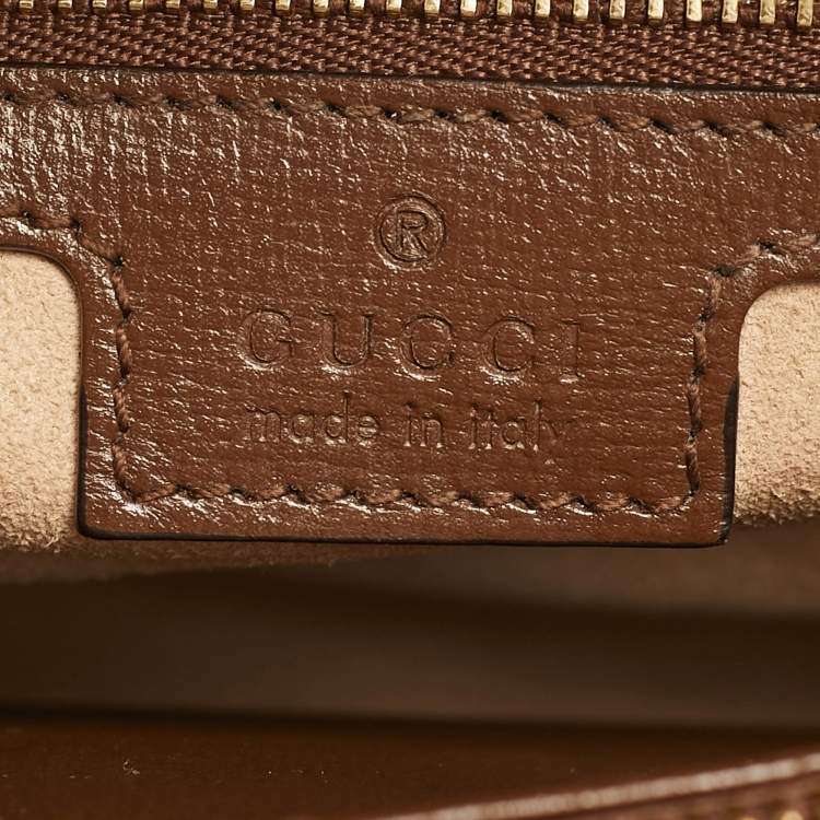 Pre Owned Gucci Horsebit 1955 Brown/Beige GG Supreme Canvas and Leather Top Handle Bag