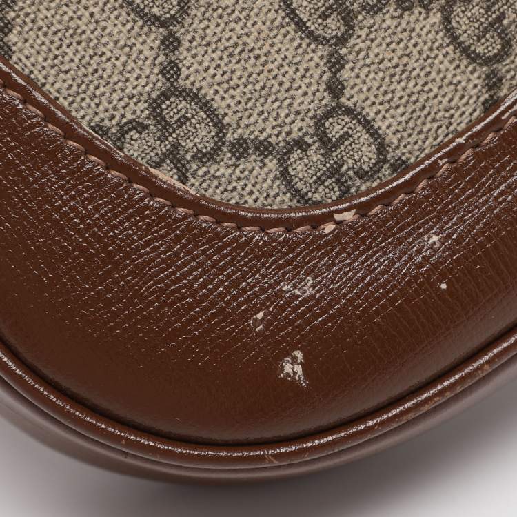 Pre Owned Gucci Jackie Small Beige/Brown GG Supreme Canvas and Leather Hobo