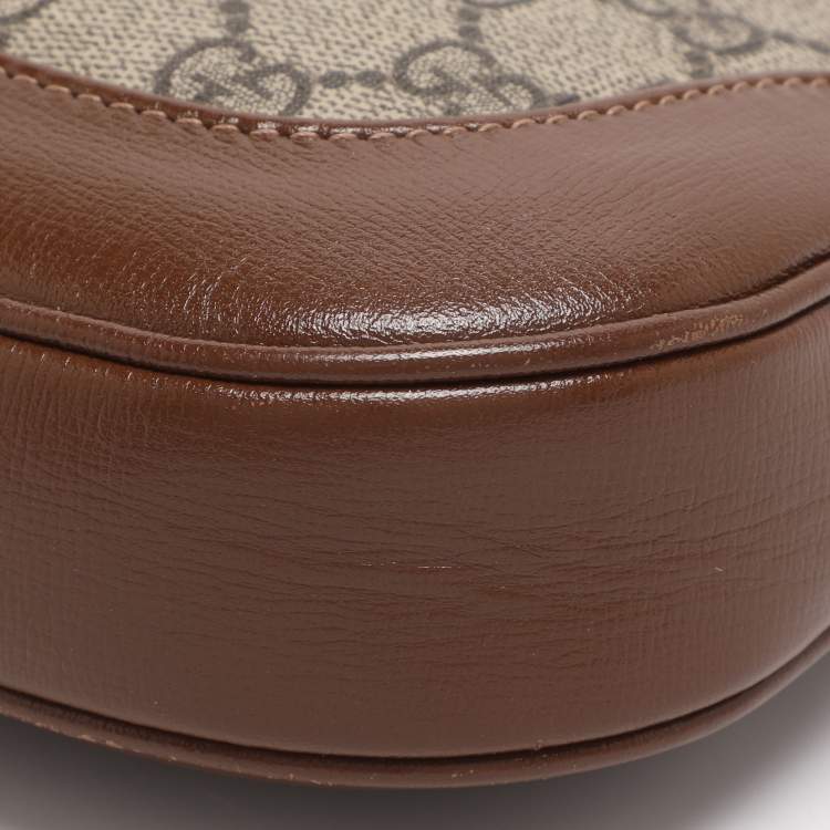 Pre Owned Gucci Jackie Small Beige/Brown GG Supreme Canvas and Leather Hobo