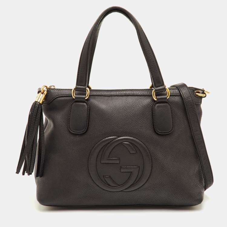 Pre Owned Gucci Soho Working Black Leather Tote