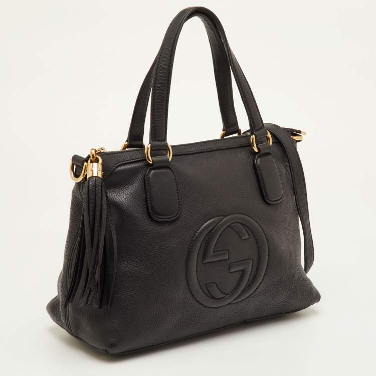 Pre Owned Gucci Soho Working Black Leather Tote