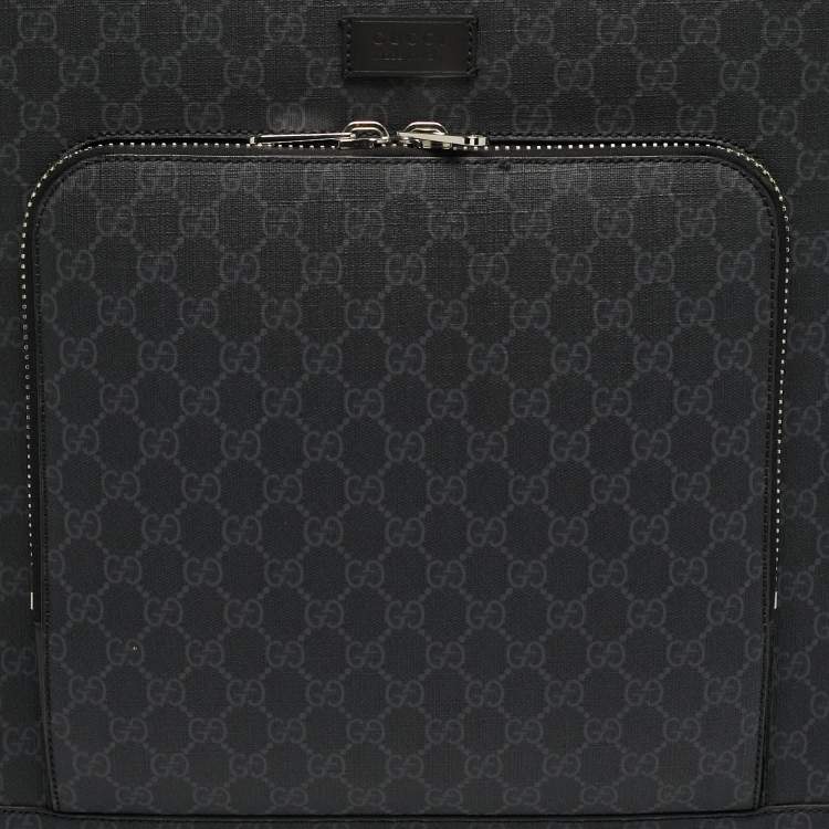 Pre Owned Gucci Black GG Supreme Canvas 4 Wheeled Cabin Suitcase
