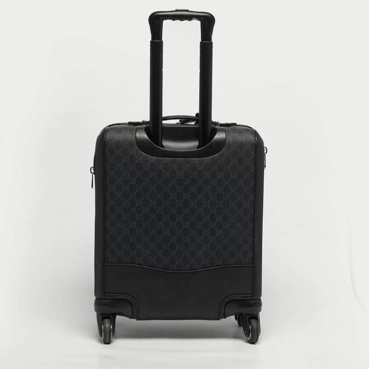 Pre Owned Gucci Black GG Supreme Canvas 4 Wheeled Cabin Suitcase