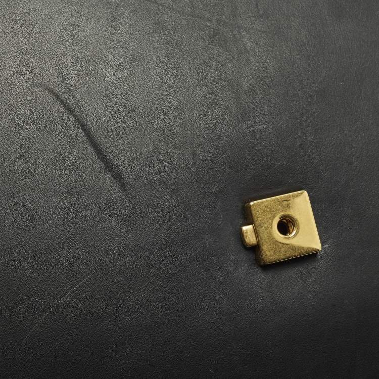 Pre Owned Gucci Dionysus Bamboo Large Black Leather Top Handle Bag