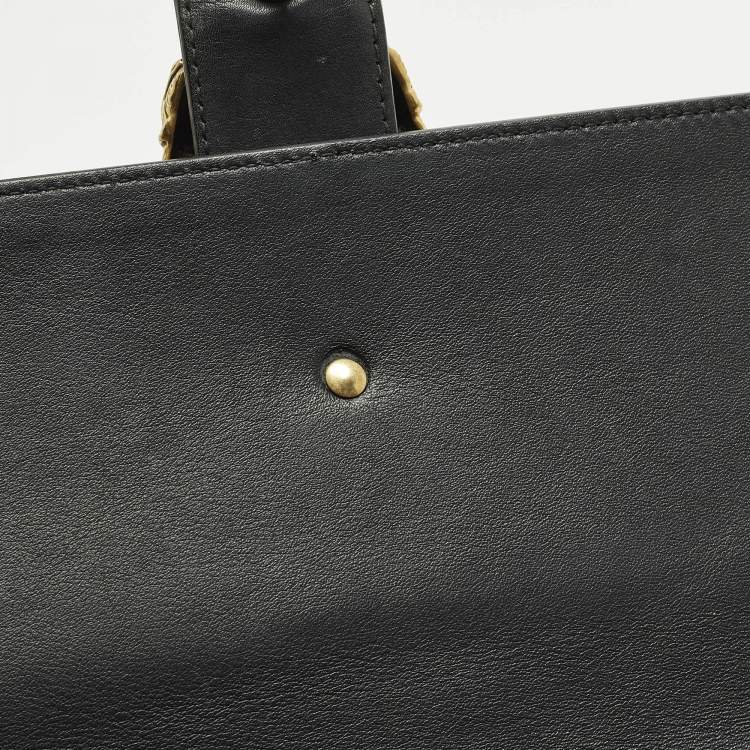 Pre Owned Gucci Dionysus Bamboo Large Black Leather Top Handle Bag