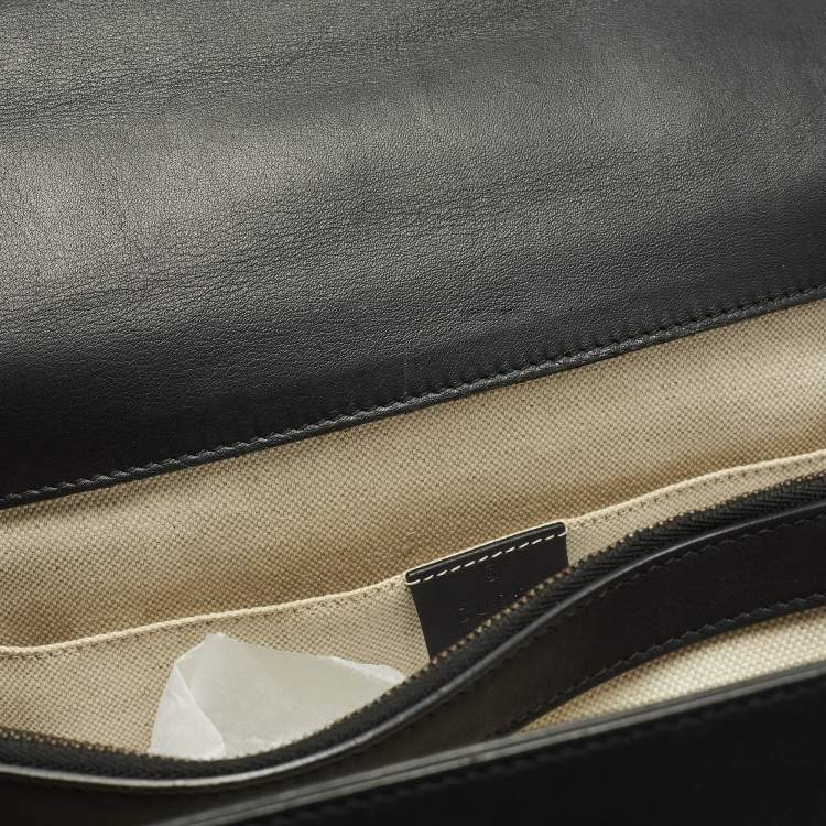 Pre Owned Gucci Dionysus Bamboo Large Black Leather Top Handle Bag