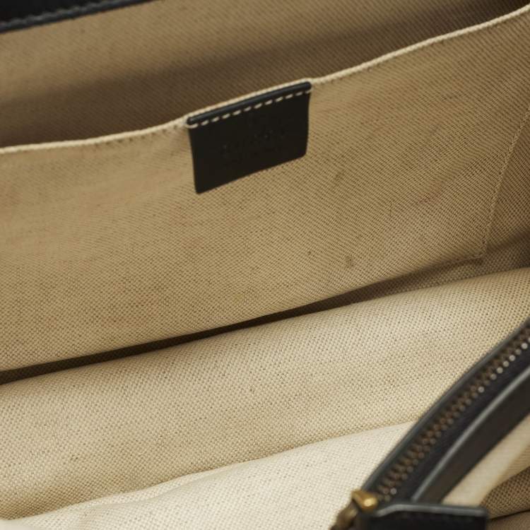 Pre Owned Gucci Dionysus Bamboo Large Black Leather Top Handle Bag