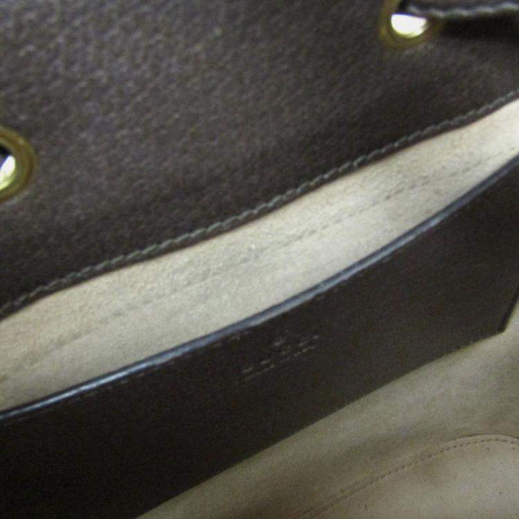 Pre Owned Gucci GG Supreme Small Bucket Bag GG Supreme Leather Shoulder Bag Beige Brown