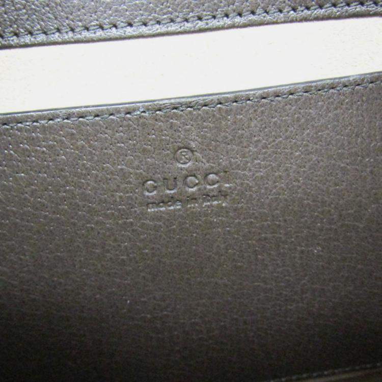 Pre Owned Gucci GG Supreme Small Bucket Bag GG Supreme Leather Shoulder Bag Beige Brown