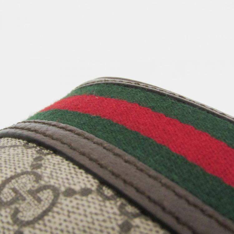 Pre Owned Gucci GG Supreme Small Bucket Bag GG Supreme Leather Shoulder Bag Beige Brown