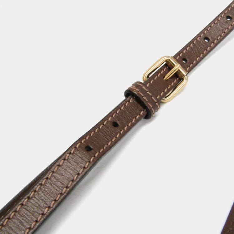 Pre Owned Gucci Interlocking G Leather GG Supreme Shoulder Bag Beige Brown