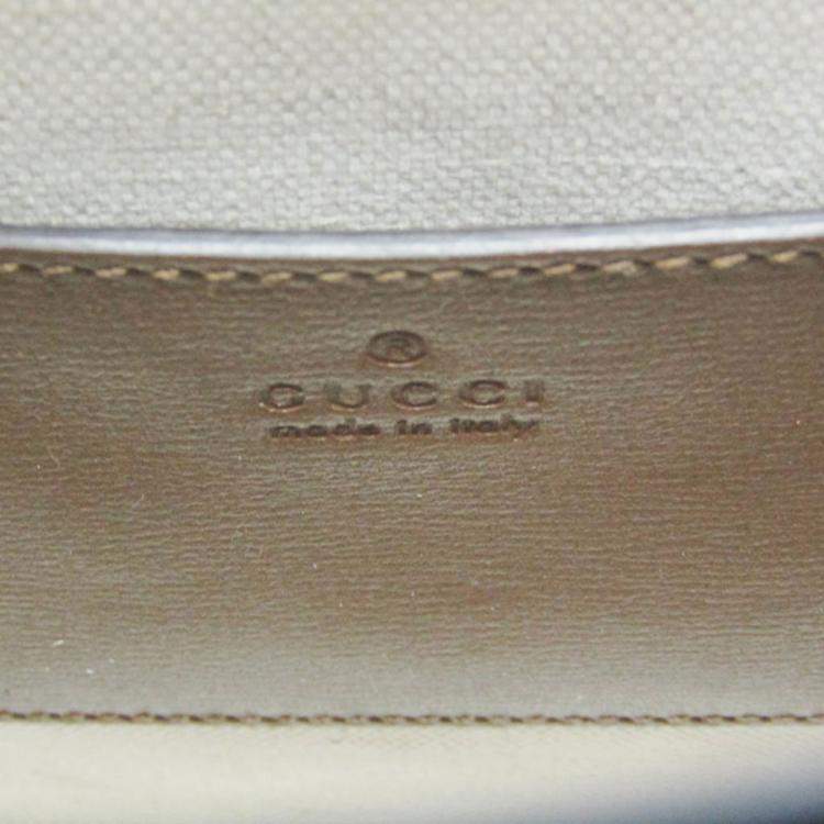 Pre Owned Gucci Interlocking G Leather GG Supreme Shoulder Bag Beige Brown