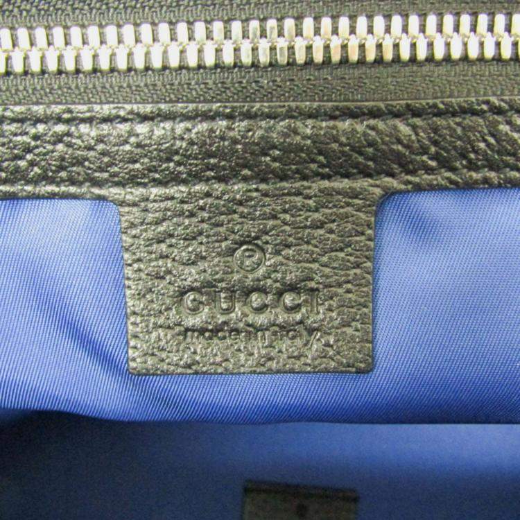 Pre Owned Gucci Off The Grid GG Nylon Canvas Leather Shoulder Bag Black Blue