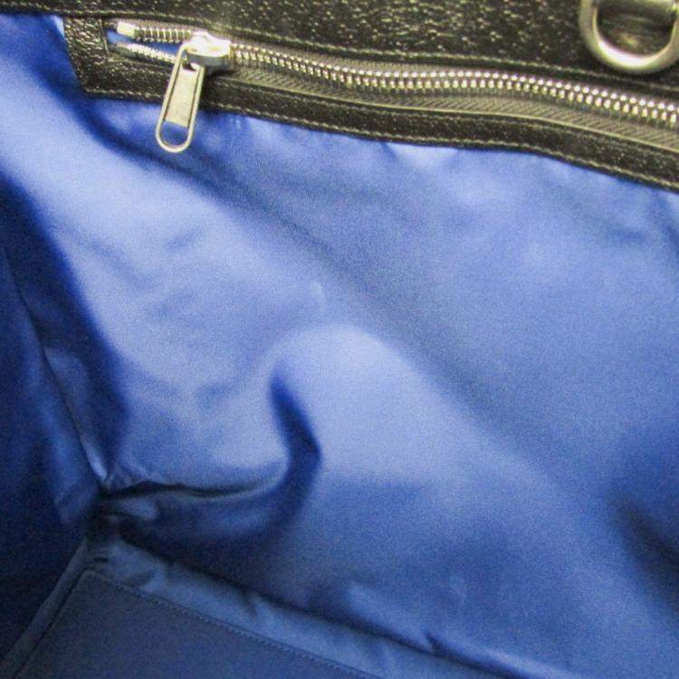 Pre Owned Gucci Off The Grid GG Nylon Canvas Leather Shoulder Bag Black Blue