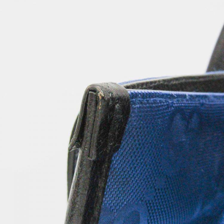 Pre Owned Gucci Off The Grid GG Nylon Canvas Leather Shoulder Bag Black Blue