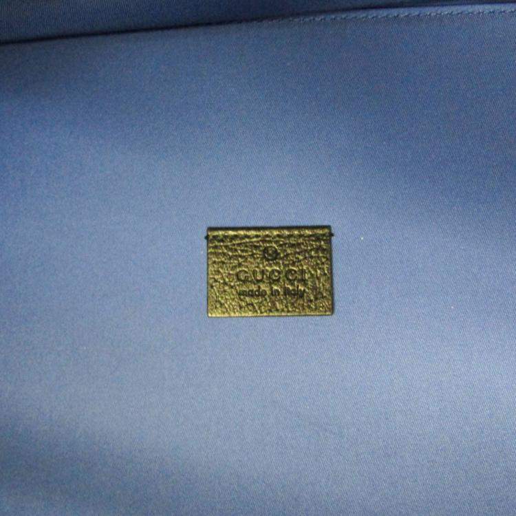 Pre Owned Gucci Off The Grid GG Nylon Canvas Leather Shoulder Bag Black Blue