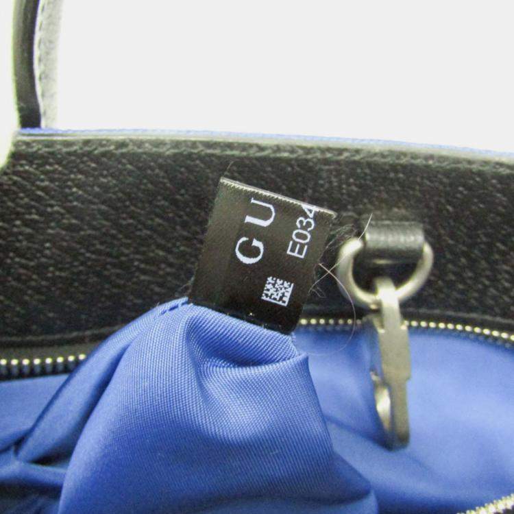 Pre Owned Gucci Off The Grid GG Nylon Canvas Leather Shoulder Bag Black Blue