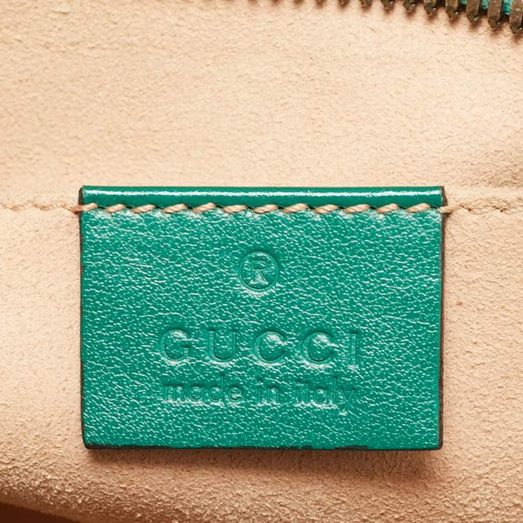 Pre Owned Gucci GG Marmont Small Green Matelasse Leather Camera Bag