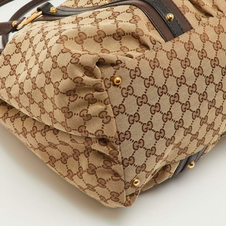 Pre Owned Gucci Interlocking G Large Beige/Brown GG Canvas and Leather Tote