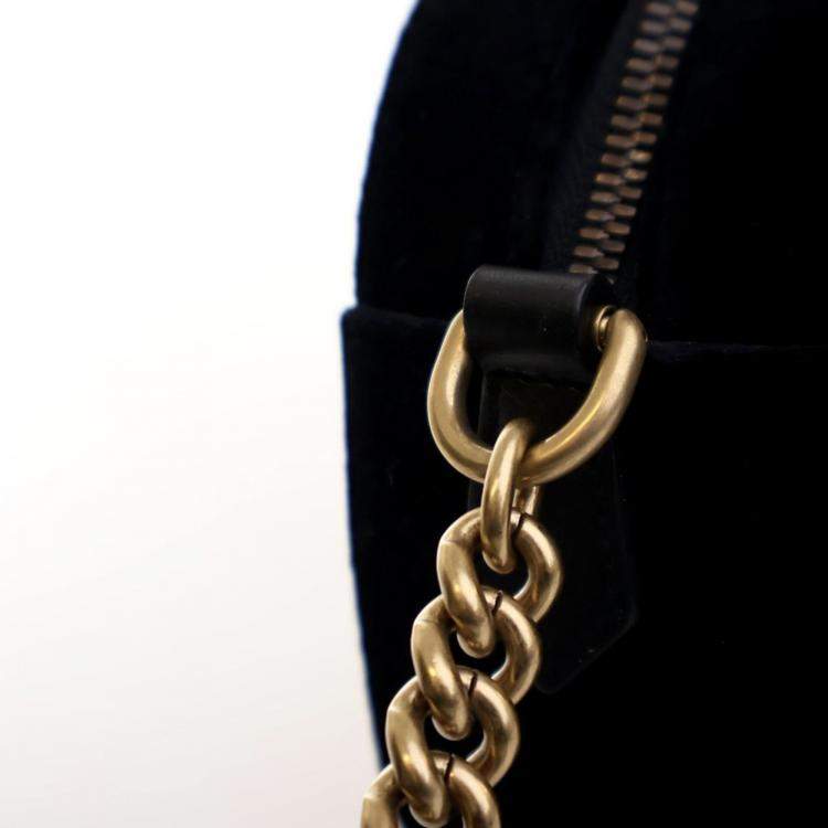 Pre Owned Gucci Small Velvet GG Marmont Chain