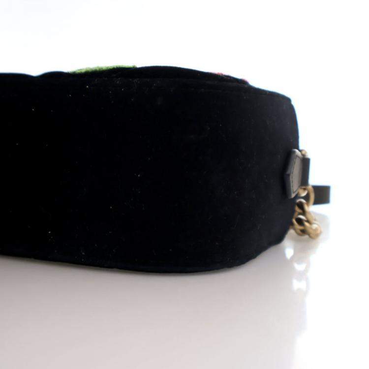 Pre Owned Gucci Small Velvet GG Marmont Chain