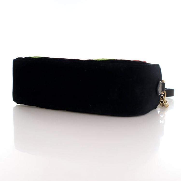 Pre Owned Gucci Small Velvet GG Marmont Chain