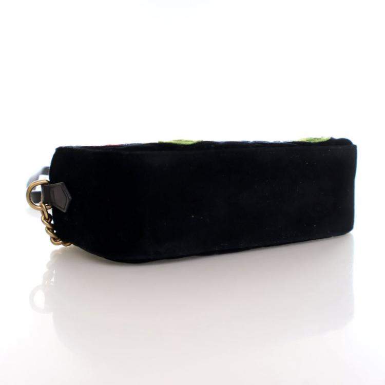 Pre Owned Gucci Small Velvet GG Marmont Chain