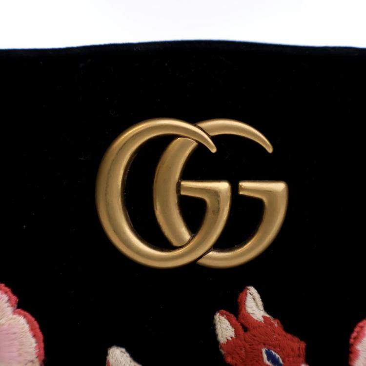 Pre Owned Gucci Small Velvet GG Marmont Chain