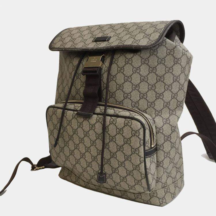 Pre Owned Gucci Beige Supreme Single Buckle Backpack