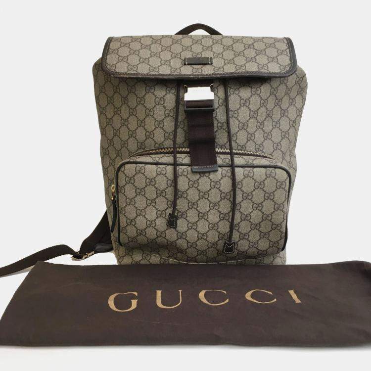 Pre Owned Gucci Beige Supreme Single Buckle Backpack