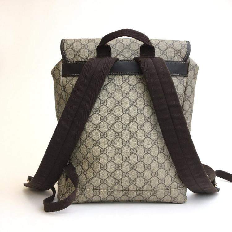 Pre Owned Gucci Beige Supreme Single Buckle Backpack
