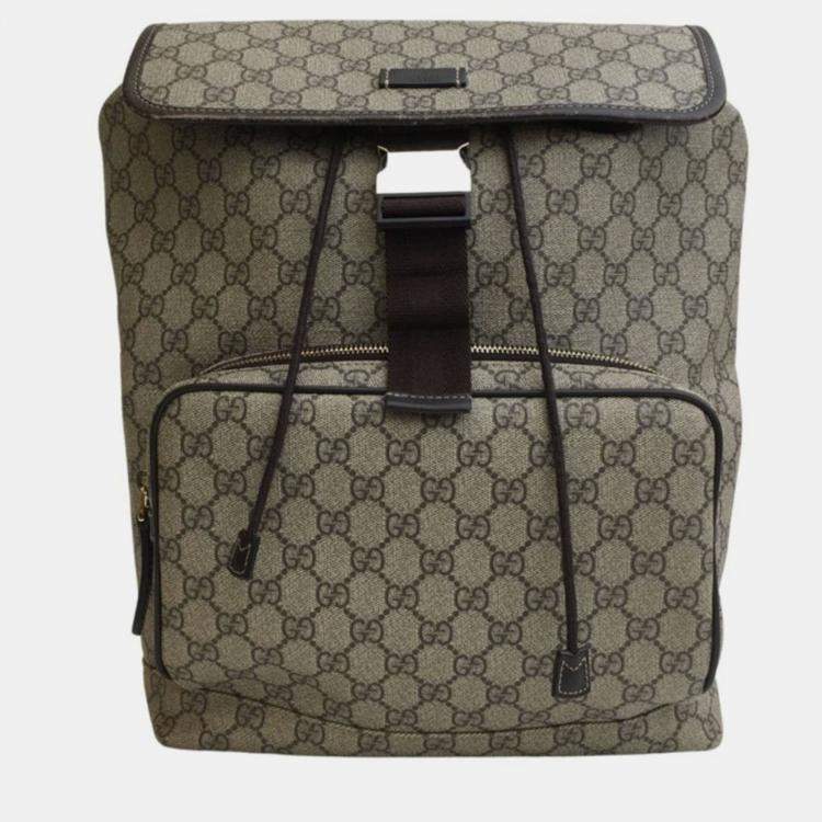 Pre Owned Gucci Beige Supreme Single Buckle Backpack